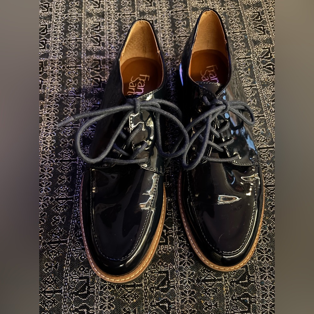 Franco Sarto Black Patent Lace Up Boots